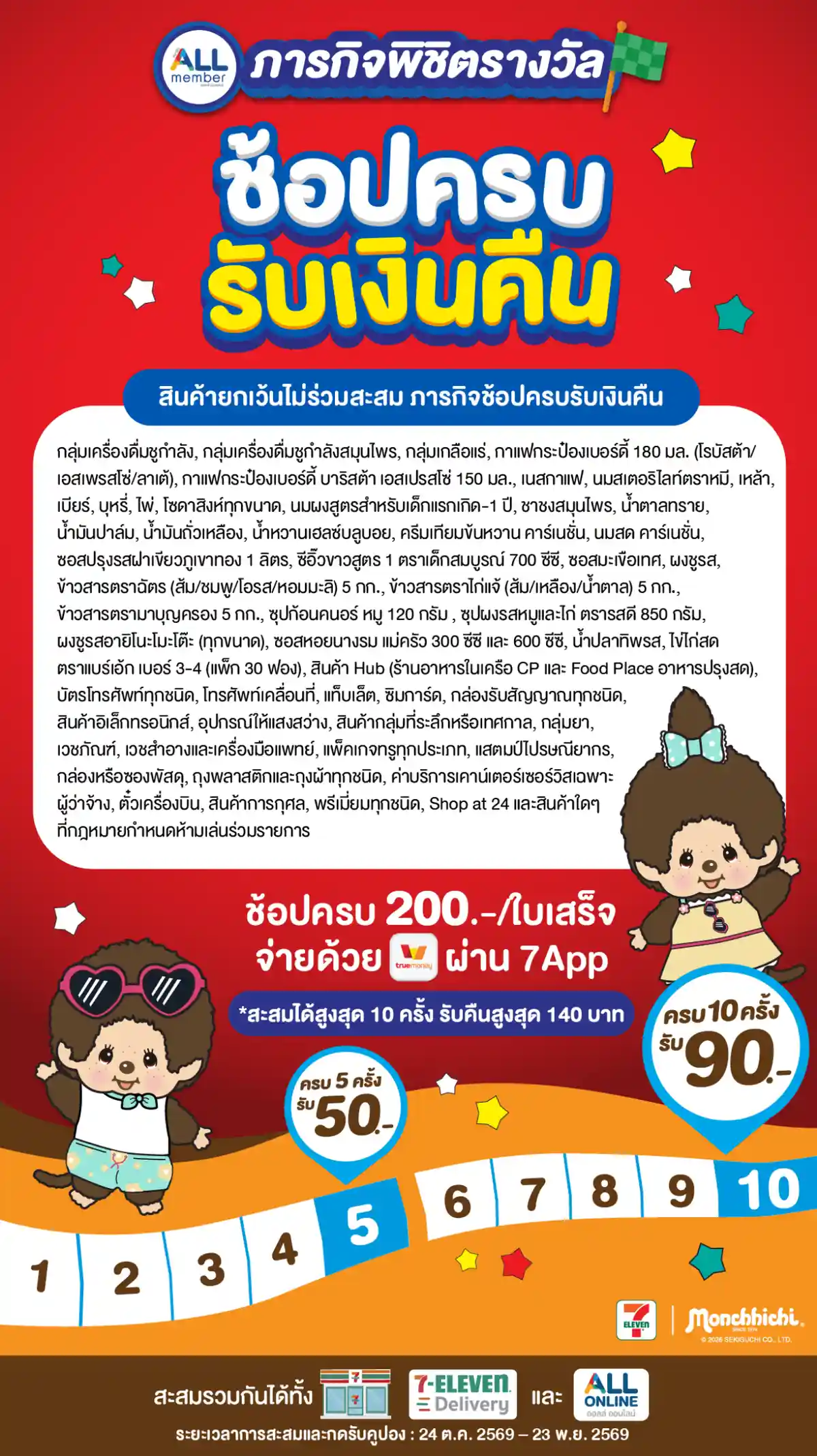 ภารกิจพิชิตรางวัล ช้อปครบรับเงินคืน (24 Oct - 23 Nov 26)